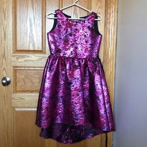 Rare Editions Metallic Pink/Purple Floral Dress